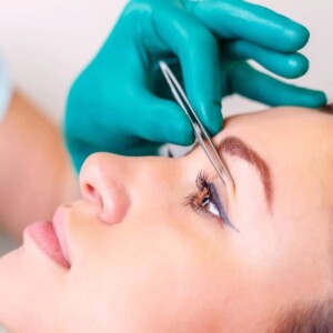 Stages of plastic surgery for eyelid lift